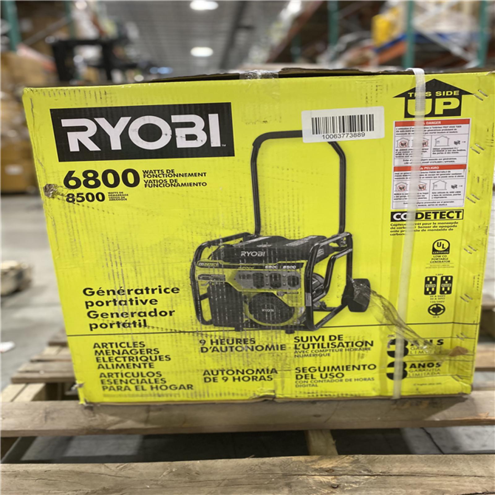 DALLAS LOCATION - RYOBI 6,800-Watt Recoil Start UL Gasoline Powered Portable Generator with CO Shutdown Sensor