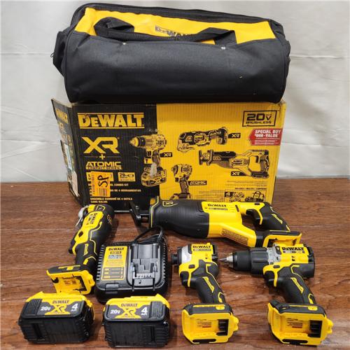 AS-IS DEWALT DCK4050M2 20V MAX Lithium-Ion Brushless Cordless 4-Tool Combo Kit 4.0 Ah