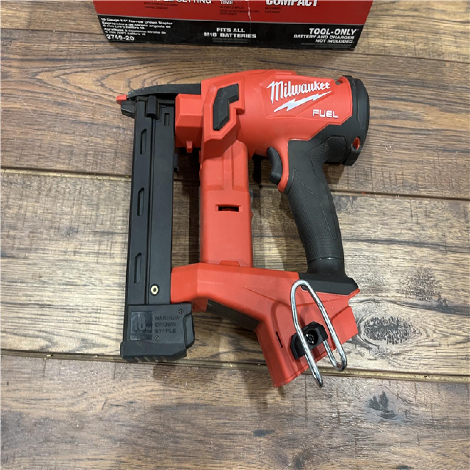 AS-IS MILWAUKEE M18 FUEL 18-Volt Lithium-Ion Brushless Cordless 18-Gauge 1/4 in. Narrow Crown Stapler (Tool-Only)