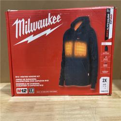 NEW! - Milwaukee Men's 2X-Large M12 12-Volt Lithium-Ion Cordless Black Heated Jacket Hoodie Kit with (1) 2.0 Ah Battery and Charger