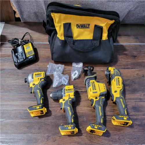 CALIFORNIA PARTIAL DEWALT 20V MAX BRUSHLESS 4-TOOL COMBO KIT (CHARGER AND BAG INCLUDED) (BATTERIES NOT INCLUDED)