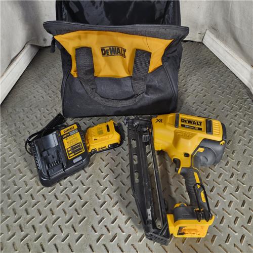 HOUSTON LOCATION - AS-IS (APPEARS LIKE NEW) DeWalt DCN660D1 20V 16 Gauge Cordless Angled Finish Nailer Kit W/ 2Ah Battery