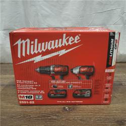 AS-IS Milwaukee M18 18V Cordless Brushed 2 Tool Drill/Driver and Impact Driver Kit