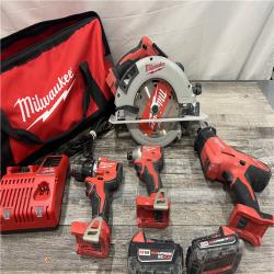 AS-IS MILWAUKEE M18 18-Volt Lithium-Ion Brushless Cordless Combo Kit (4-Tool) with 2-Batteries, 1-Charger and Tool Bag