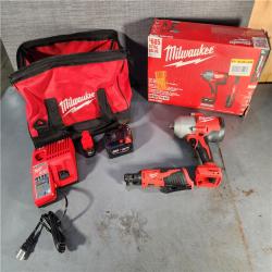 HOUSTON LOCATION - AS-IS M12/M18 12/18V Lithium-Ion Cordless 3/8 in. Ratchet and 1/2 in. High Torque Impact Wrench with Friction Ring Combo Kit