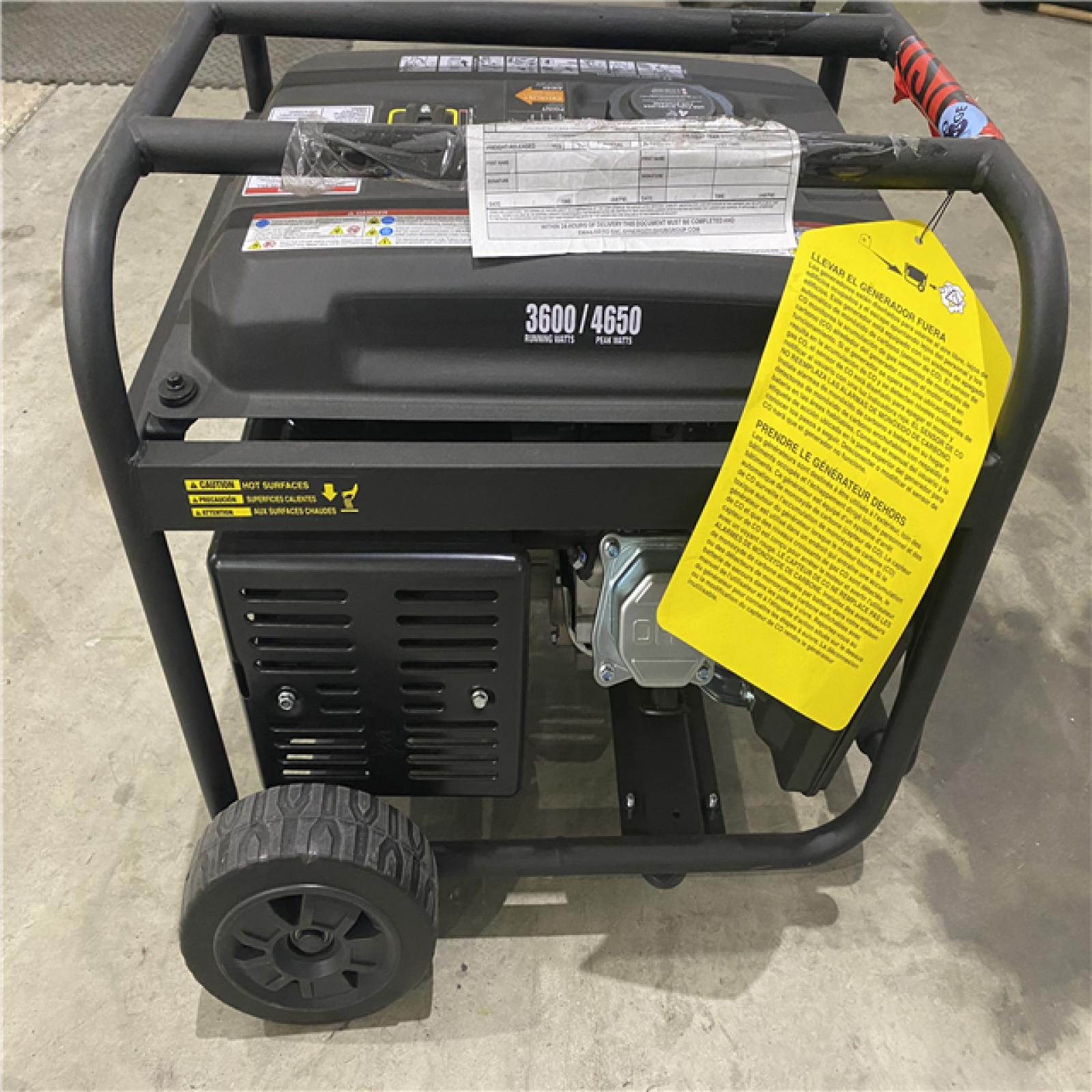 Houston location AS-IS Westinghouse Outdoor Power Equipment WGen3600v Portable Generator 3600 Rated and 4650 Peak Watts, RV Ready, Gas Powered, CARB Compliant