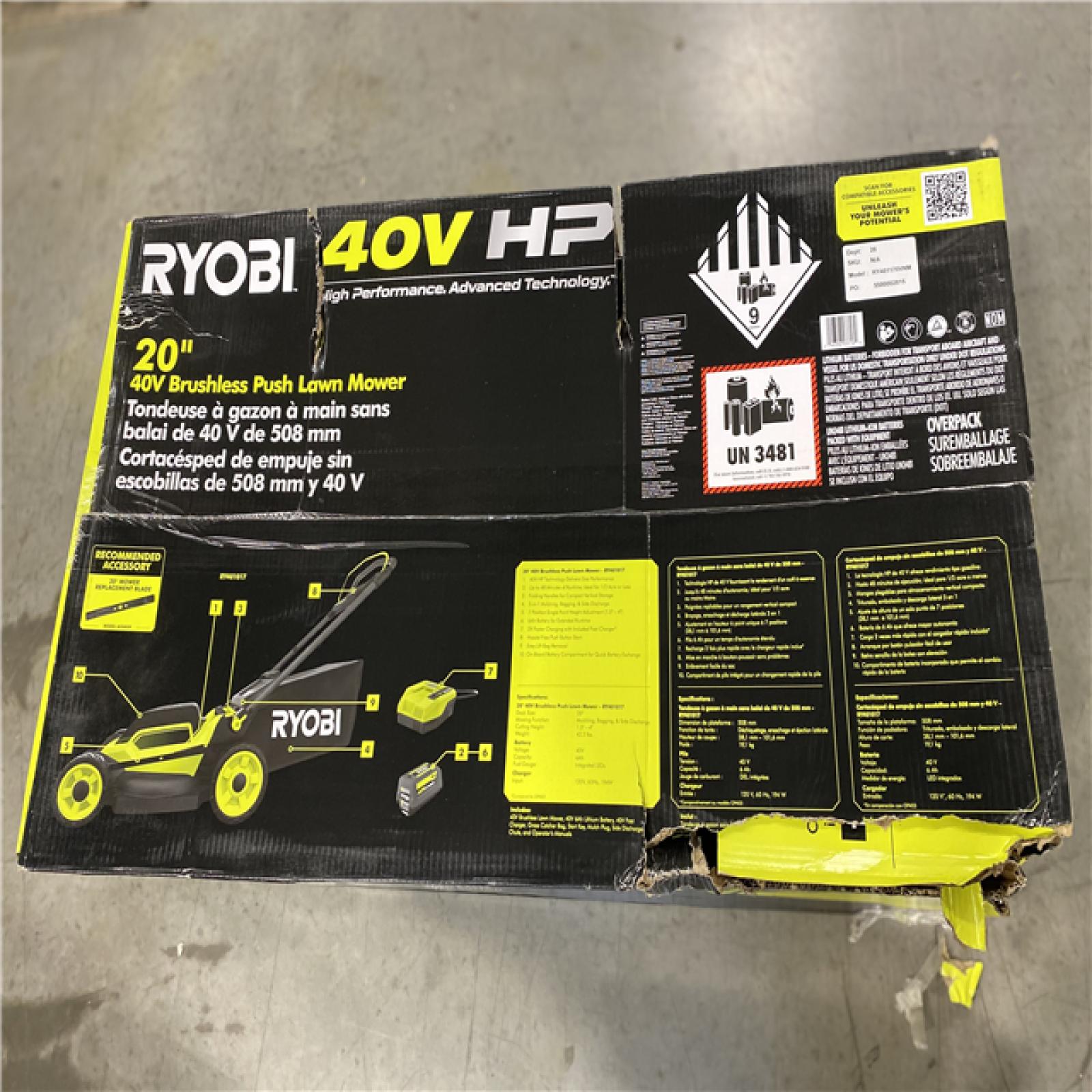 RYOBI 40V HP Brushless 20 in. Cordless Electric Battery Walk Behind Self-Propelled Mower with 6.0 Ah Battery and Charger