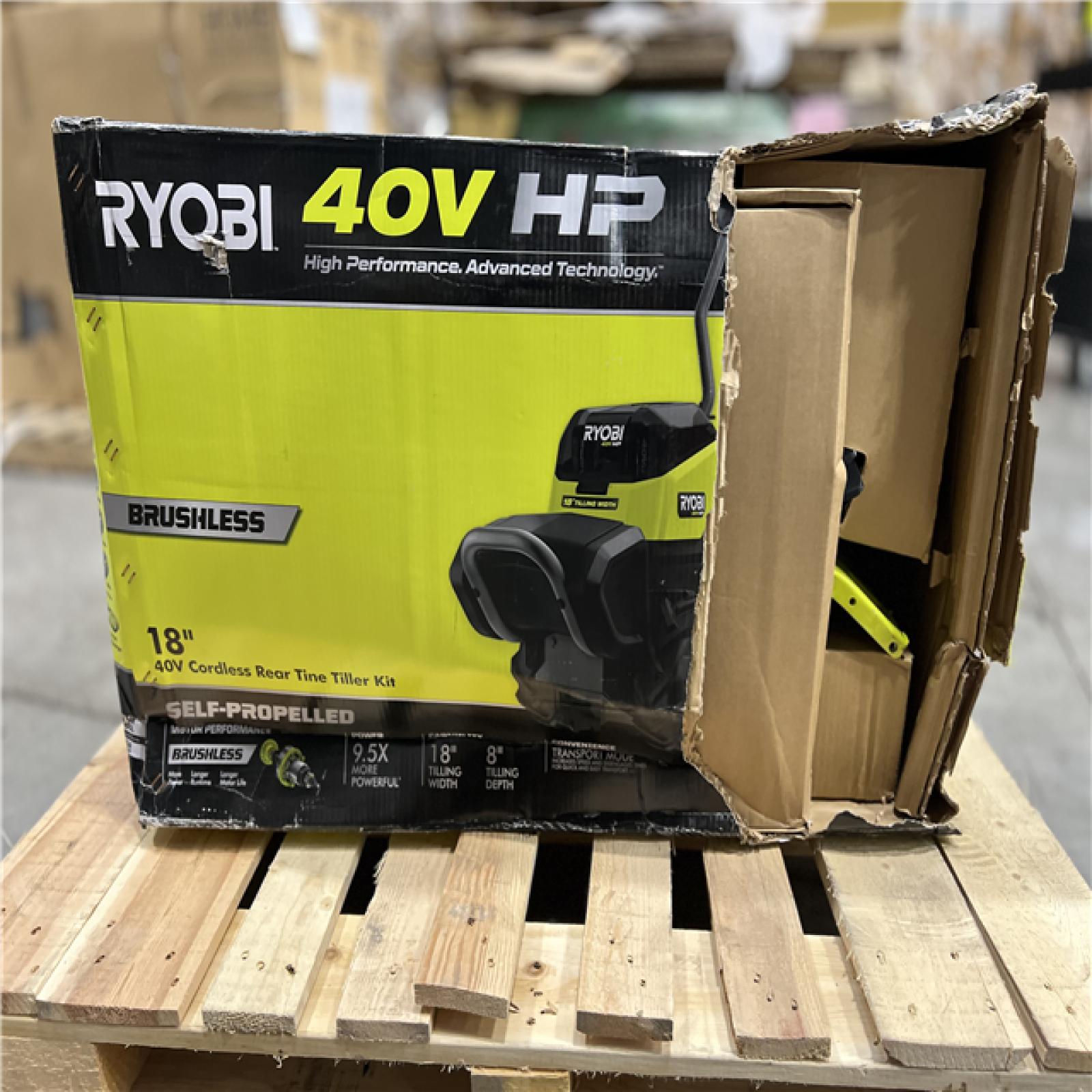 DALLAS LOCATION - RYOBI 40V HP Brushless 18 in. Battery Powered Rear Tine Tiller with (4) 6.0 Ah Batteries and Charger