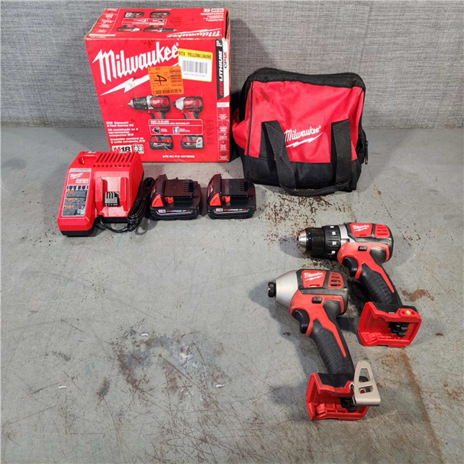 HOUSTON LOCATION - AS-IS Milwaukee M18 18V Cordless Brushed 2 Tool Drill/Driver and Impact Driver Kit