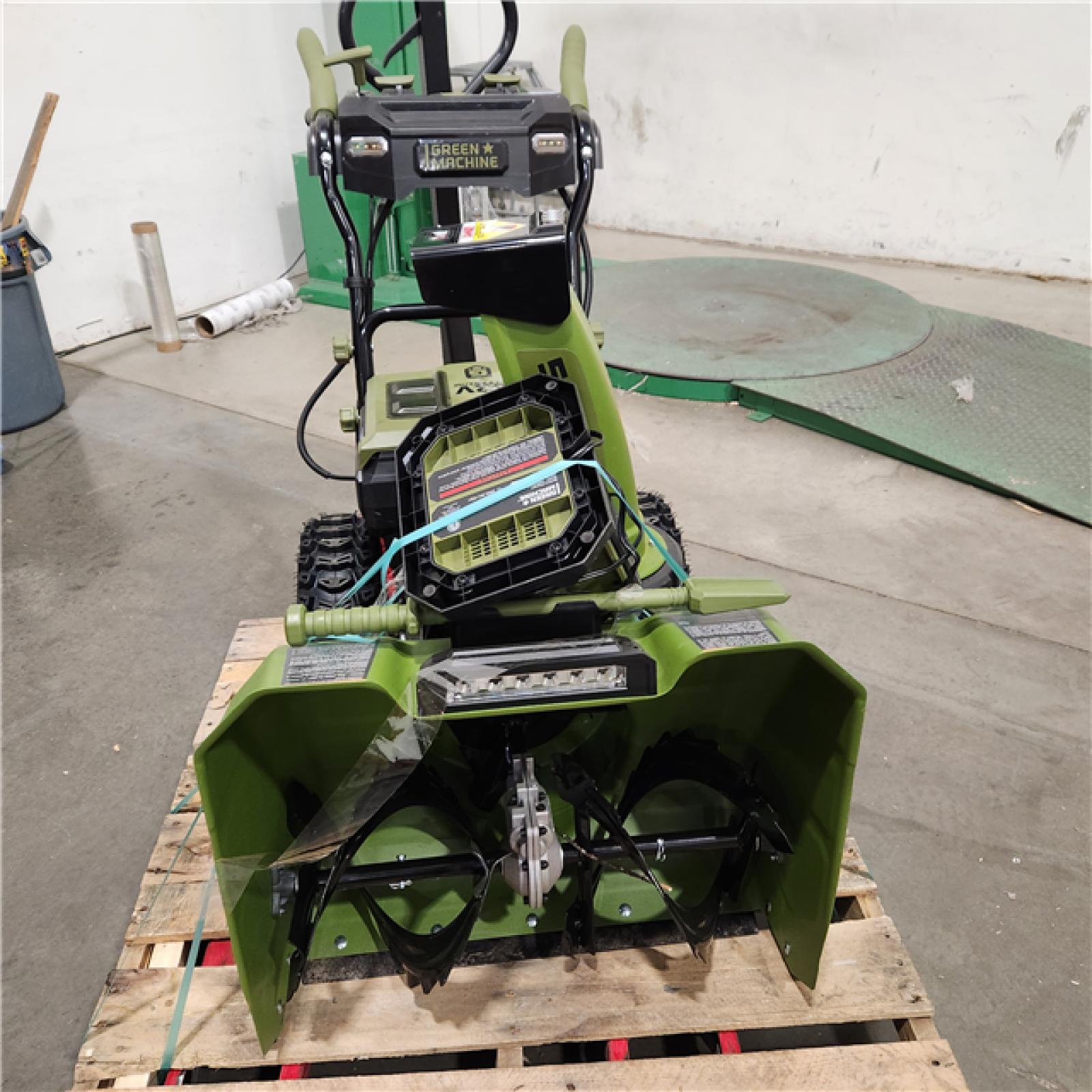 Dallas Location - As-Is Green Machine 62V 24 in.Snow Blower with (2) 8.0 Ah Batteries and Dual-Port Charger