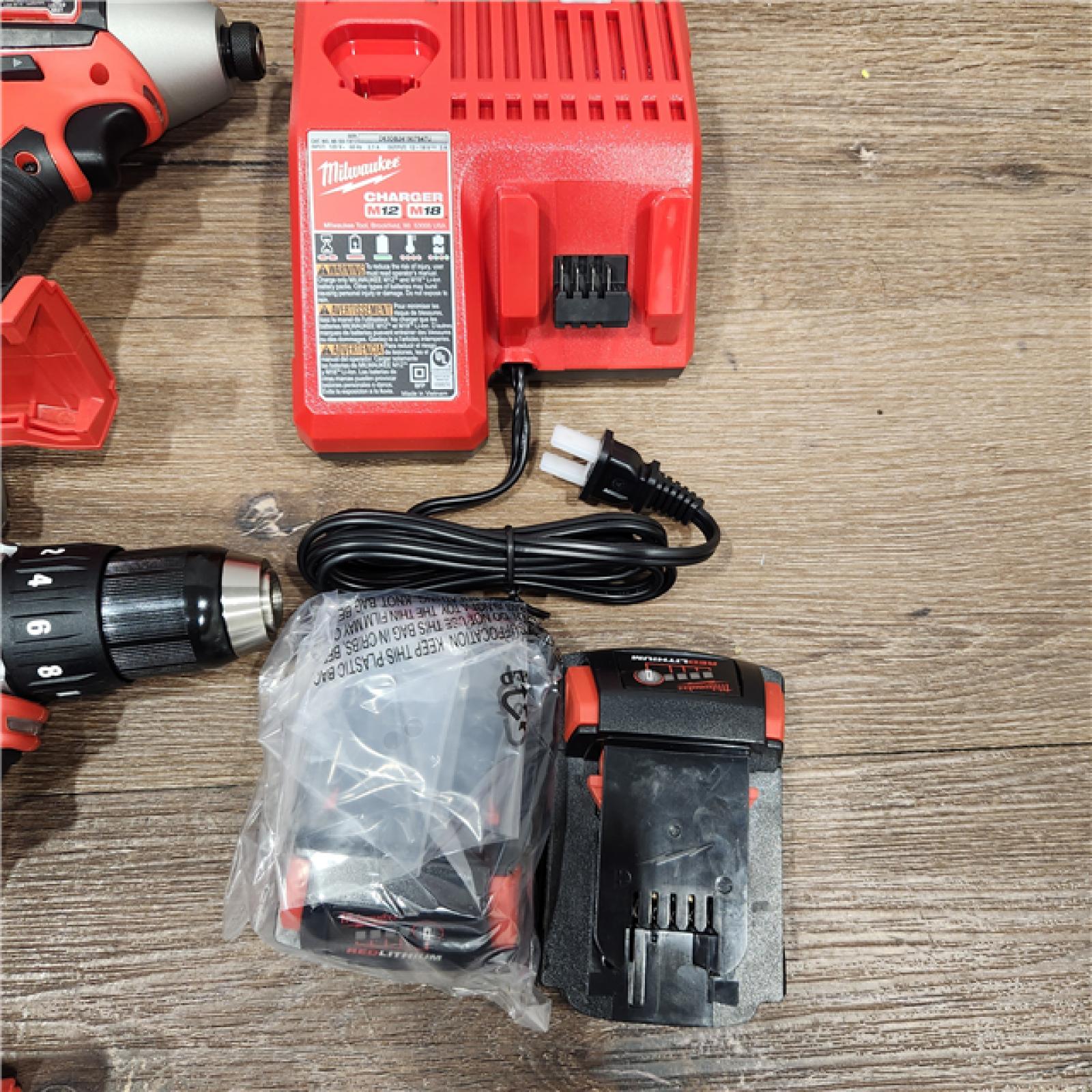 AS-IS Milwaukee M18 18V Cordless Brushed 2 Tool Drill/Driver and Impact Driver Kit