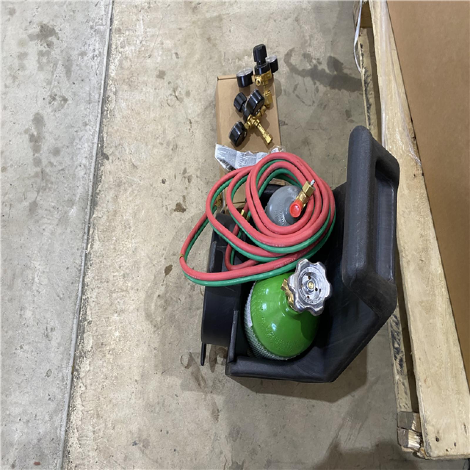 Houston location AS-IS Lincoln Electric Port-a-Torch Kit with Oxygen and Acetylene Tanks and 3/16 in. X 12 Ft. Hose  for Cutting Welding and Brazing