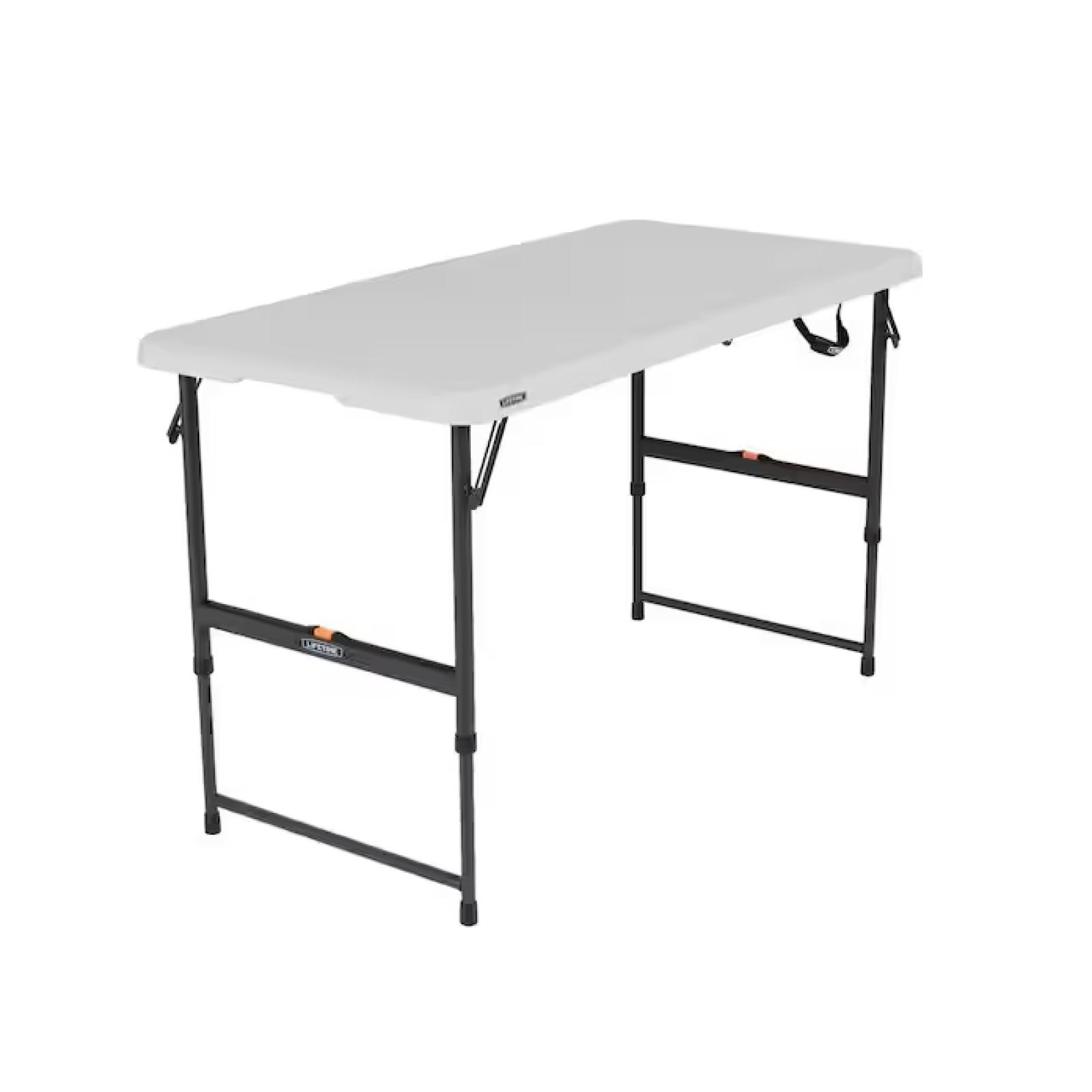 DALLAS LOCATION - Lifetime 4 ft. One Hand Adjustable Height Fold-in-Half Resin Table; Almond PALLET - (35 UNITS)