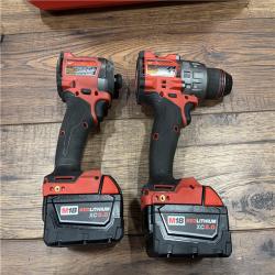 AS-IS Milwaukee M18 FUEL 18V Lithium-Ion Brushless Cordless Hammer Drill and Impact Driver Combo Kit (2-Tool) with 2 Batteries