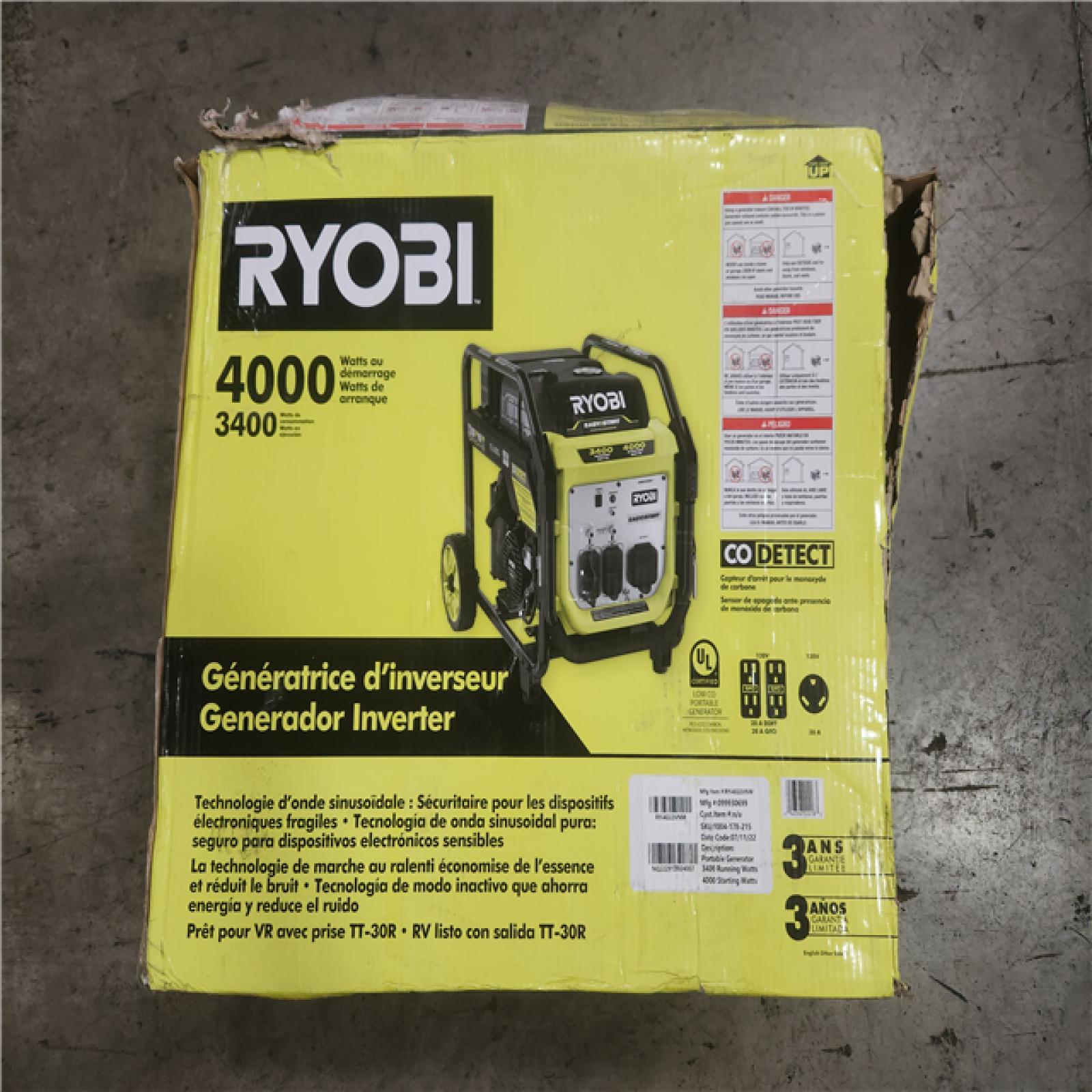 Phoenix Location RYOBI 4000-Watt Recoil Start Gasoline Powered Digital Inverter Generator with CO Shutdown