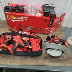 AS-IS Milwaukee M18 18-Volt Lithium-Ion Brushless Cordless Combo Kit (4-Tool) with 2-Batteries, 1-Charger and Tool Bag