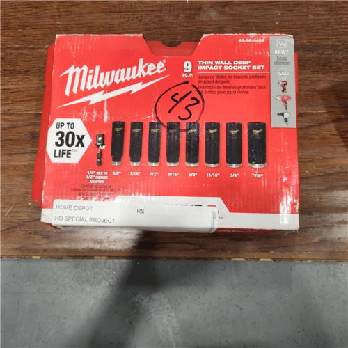 NEW Milwaukee Shockwave Standard 1/2 In. Drive 6-point Deep Impact Driver Set (9-piece)