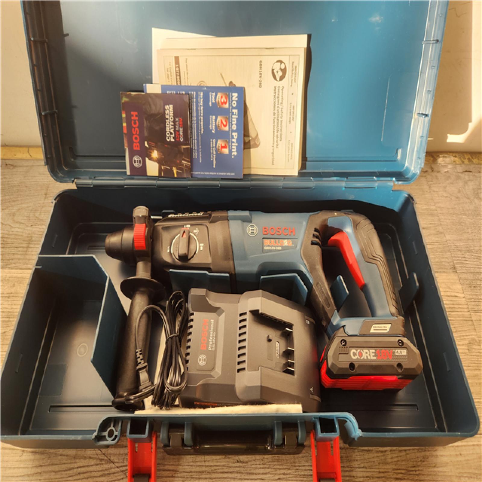 Phoenix Location NEW Bosch 18V 1 SDS-Plus Bulldog Brushless D-Handle Rotary Hammer Kit W/  4.0 Ah Core 18V Battery