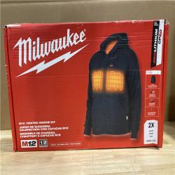 NEW! - Milwaukee Men's 2X-Large M12 12-Volt Lithium-Ion Cordless Black Heated Jacket Hoodie Kit with (1) 2.0 Ah Battery and Charger