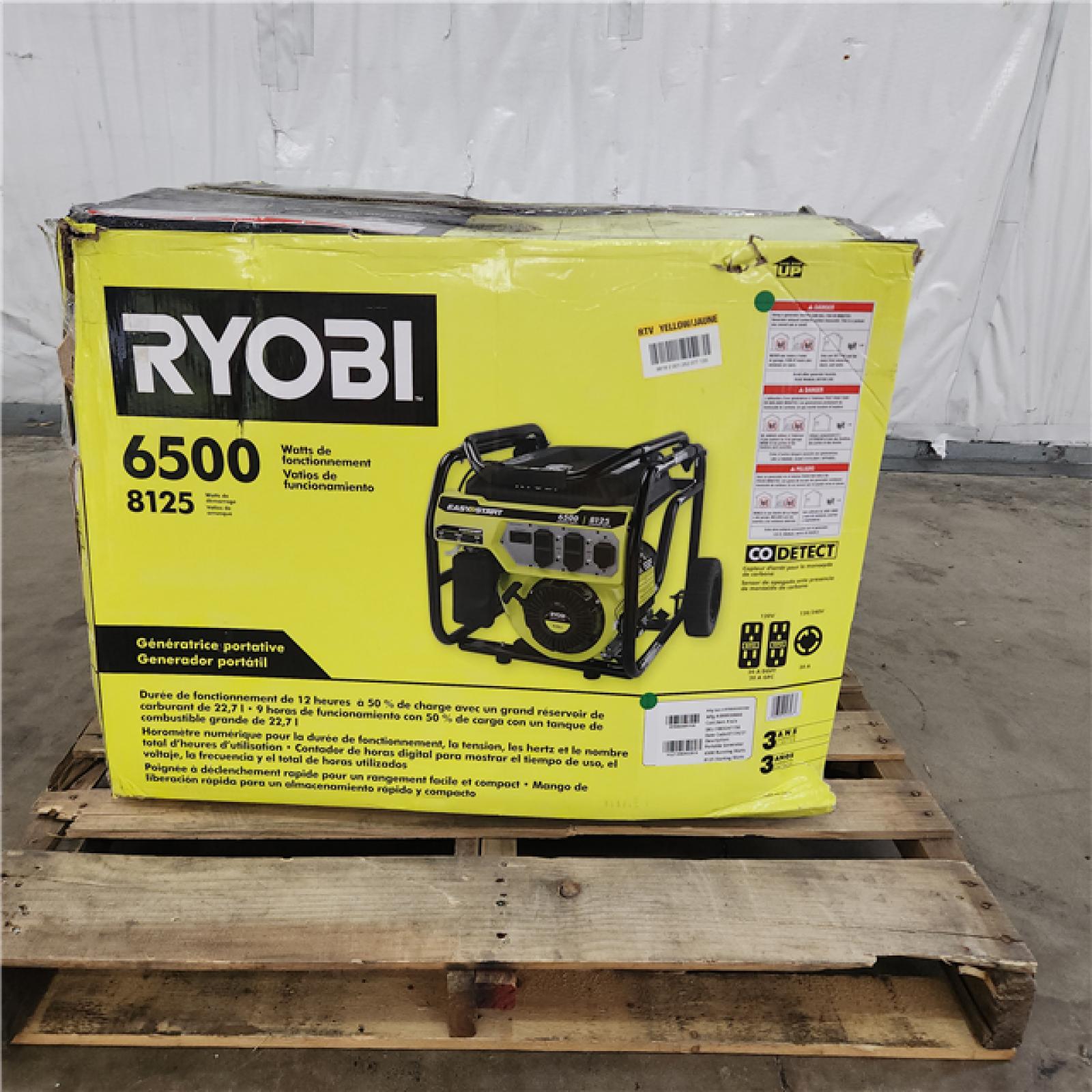 Houston Location - AS-IS Ryobi 6,500-Watt Gasoline Powered Portable Generator