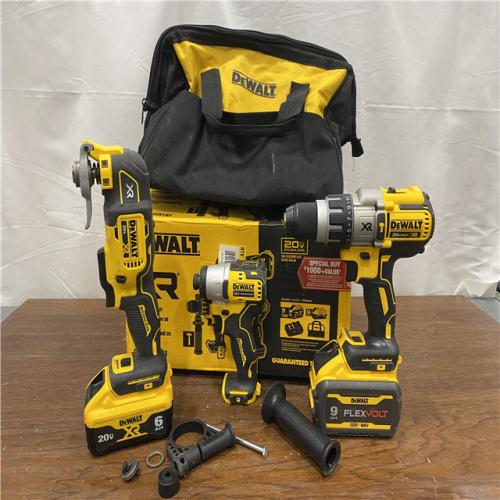 AS-IS DEWALT 20-Volt Lithium-Ion Cordless 3-Tool Combo Kit with FLEXVOLT 9 Ah and 20V 6 Ah Batteries and Charger