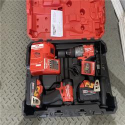 Houston location AS-IS Milwaukee 3697-22 M18 FUEL 1/2 Hammer Driller/Driver &1/4 Hex Impact Driver 2 Tool Combo Kit