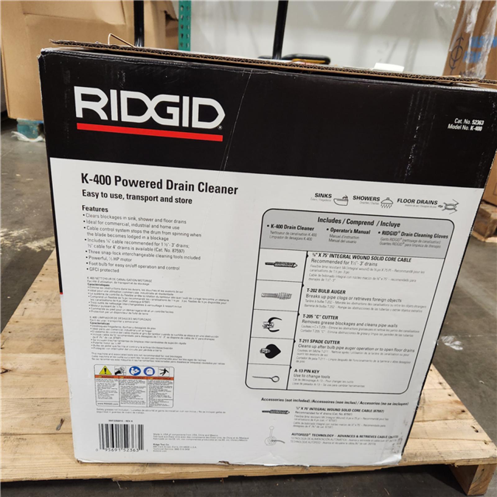 Dallas Location - As-Is RIDGID K-400 Drain Cleaning Snake Auger