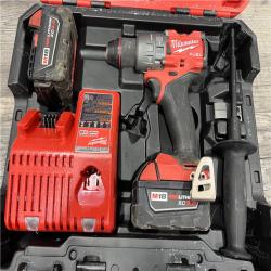 AS-IS Milwaukee 2904-22 Hammer Drill Driver Kit with Batteries  Charger & Tool Case  Red