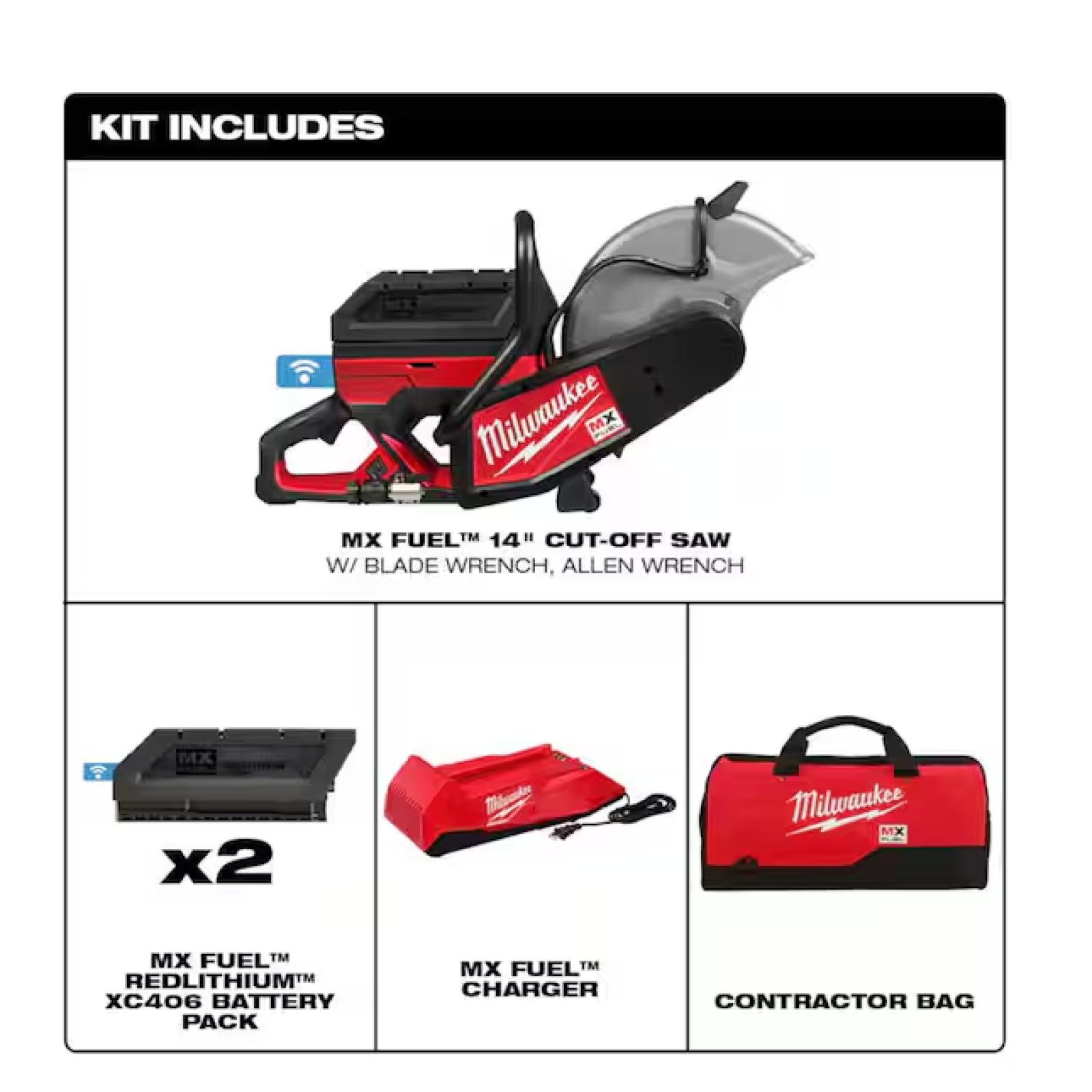 NEW! - Milwaukee MX FUEL Lithium-Ion Cordless 14 in. Cut Off Saw Kit with (2) Batteries and Charger