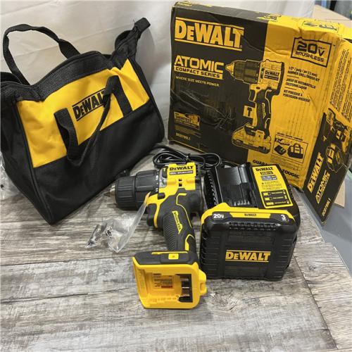 AS-IS DEWALT ATOMIC 20-Volt Lithium-Ion Cordless 1/2 in. Compact Hammer Drill with 3.0Ah Battery, Charger and Bag