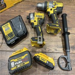 AS-IS DEWALT 20V MAX Cordless Brushless Hammer Drill/Driver 2 Tool Combo Kit with FLEXVOLT ADVANTAGE