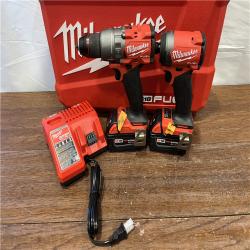 AS-ISMilwaukee M18 FUEL 18V Lithium-Ion Brushless Cordless Hammer Drill and Impact Driver Combo Kit (2-Tool) with 2 Batteries