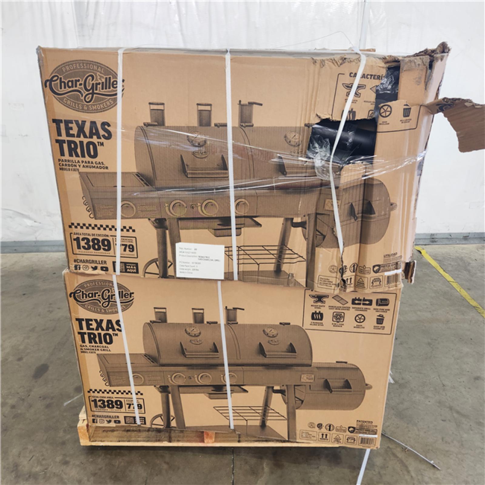 Houston Location - AS-IS Char-Griller Texas Trio Gas Charcoal & Smoker Grill (4 units)