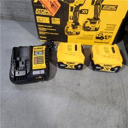 HOUSTON LOCATION - AS-IS DEWALT 20V MAX XR Hammer Drill and ATOMIC Impact Driver 2 Tool Cordless Combo Kit with (2) 4.0Ah Batteries, Charger, and Bag