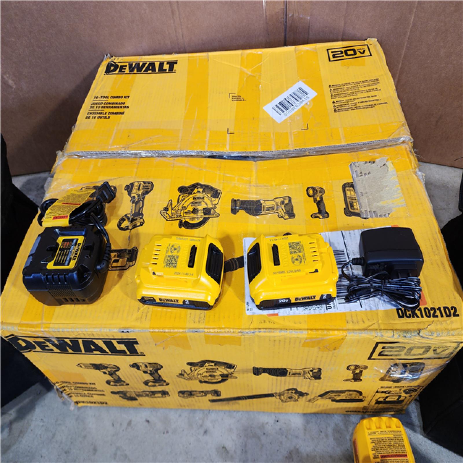 HOUSTON LOCATION - AS-IS (APPEARS LIKE NEW) DEWALT 20-Volt Max Lithium-Ion 10-Tool Cordless Combo Kit with Two 2.0 Ah Batteries, Charger and 2 Bags