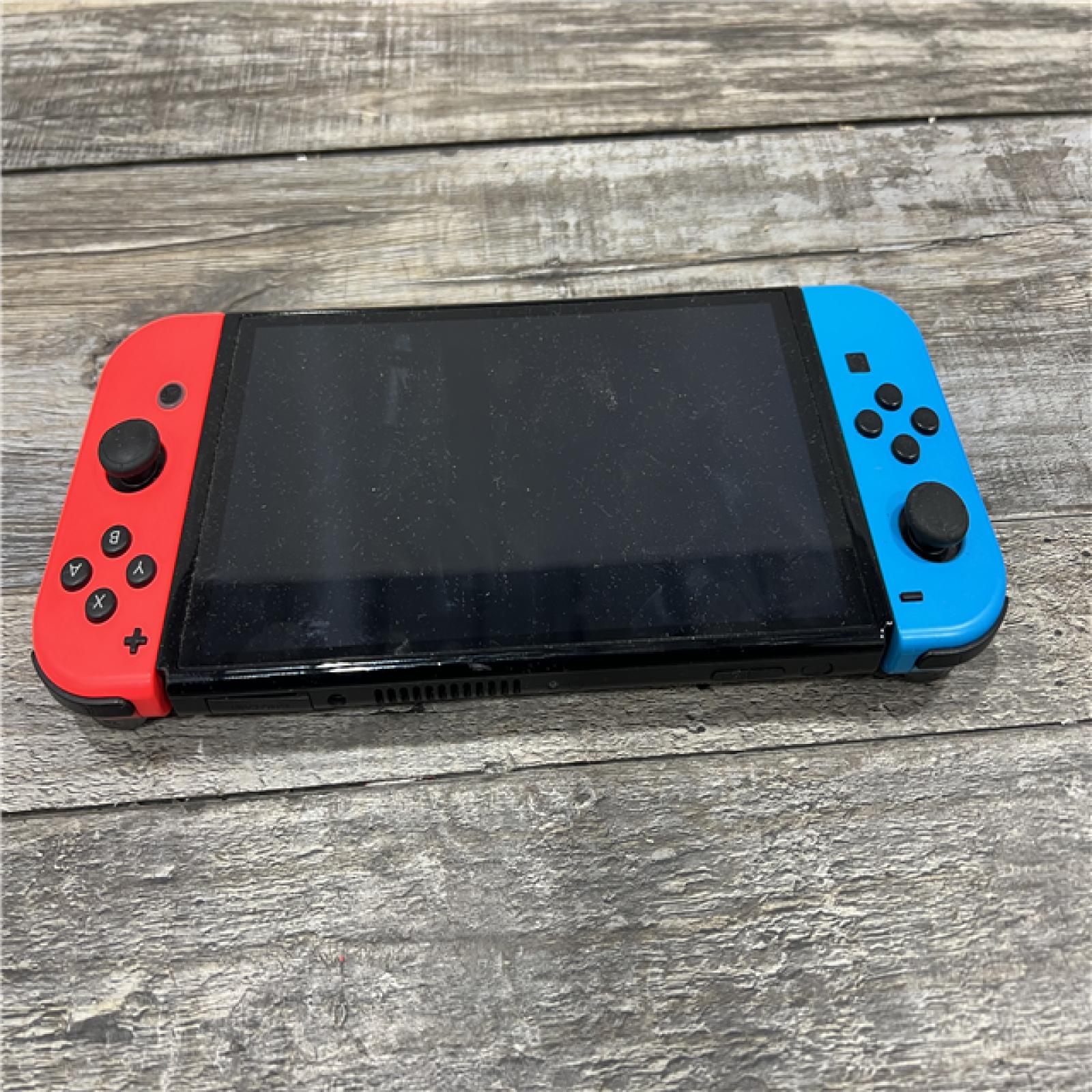 AS-IS Nintendo Switch - OLED Model with Neon Red & Neon Blue Joy-Con