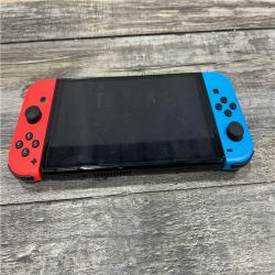 AS-IS Nintendo Switch - OLED Model with Neon Red & Neon Blue Joy-Con