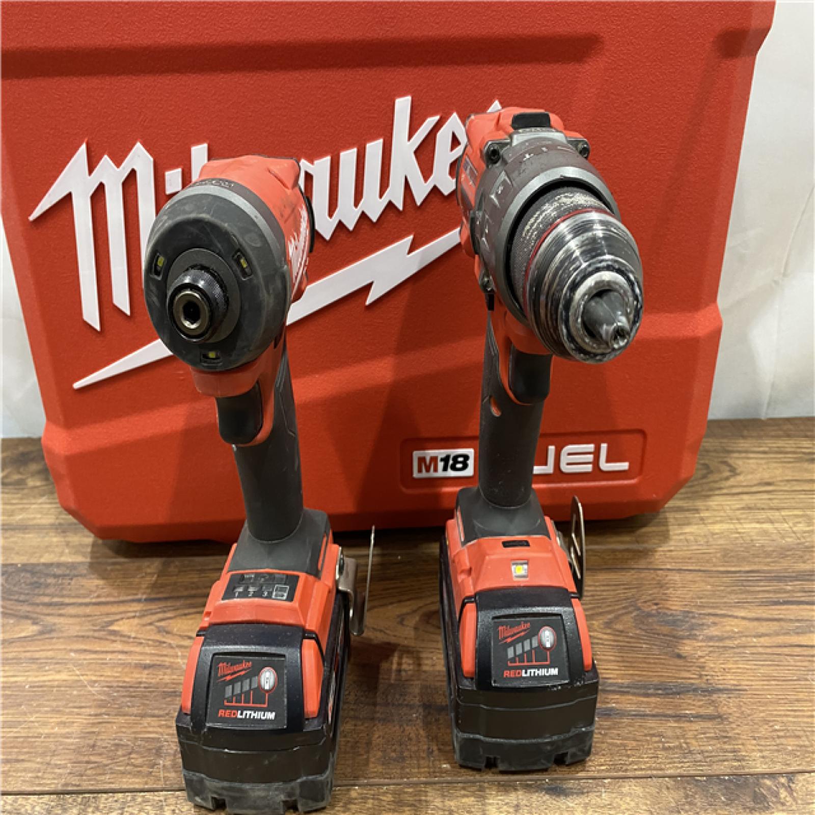 AS IS Milwaukee M18 FUEL 18V Lithium-Ion Brushless Cordless Hammer Drill and Impact Driver Combo Kit (2-Tool) with 2 Batteries