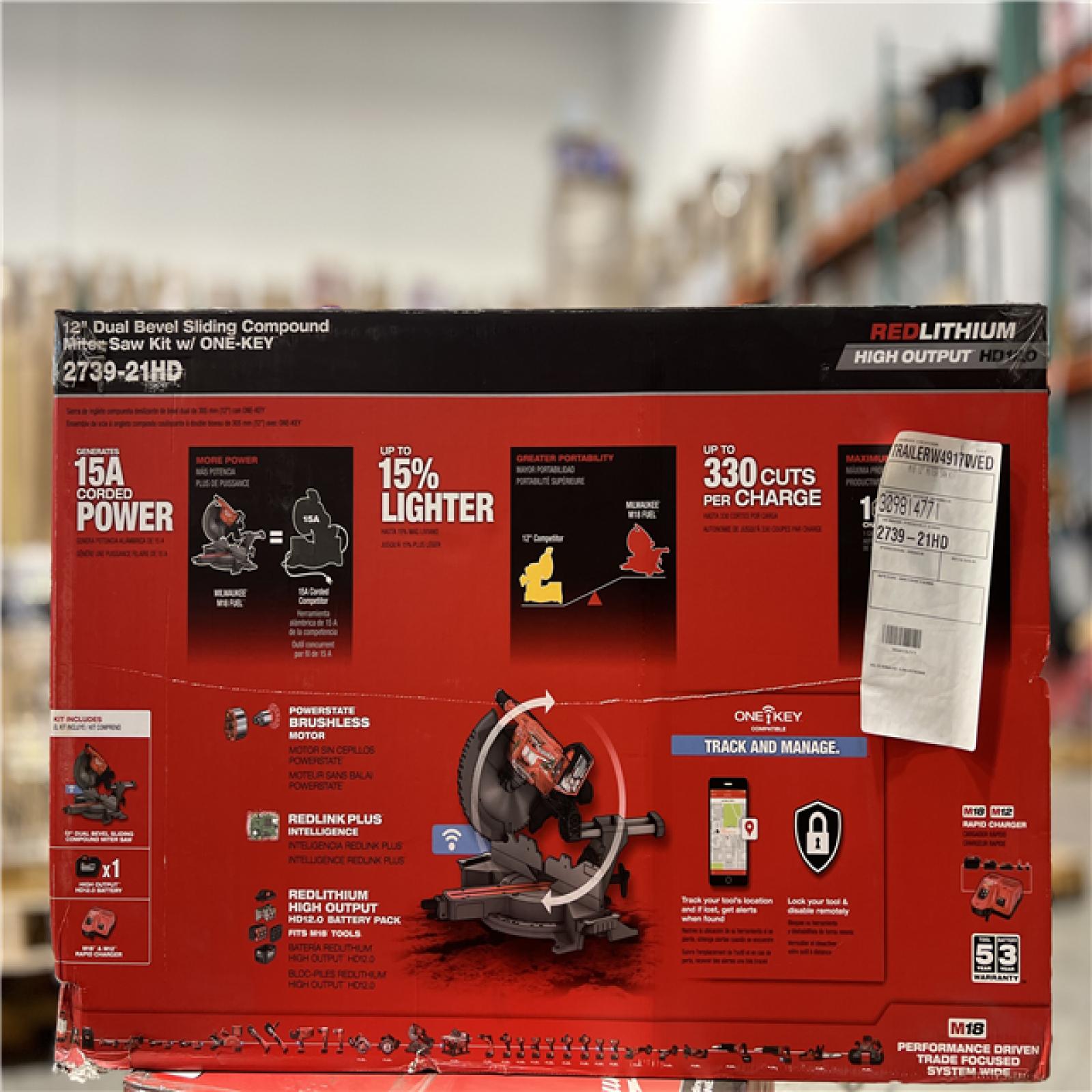 NEW! - Milwaukee M18 FUEL 18V Lithium-Ion Brushless Cordless 12 in. Dual Bevel Sliding Compound Miter Saw Kit with One 12.0Ah Battery