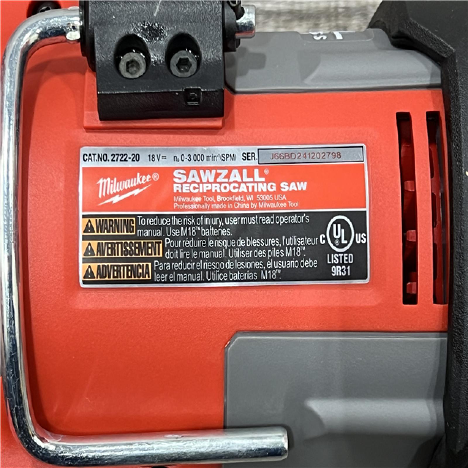 AS-IS Milwaukee M18 Fuel 18V Brushless Super Sawzall Reciprocating Saw 2722-20 (Bare Tool)