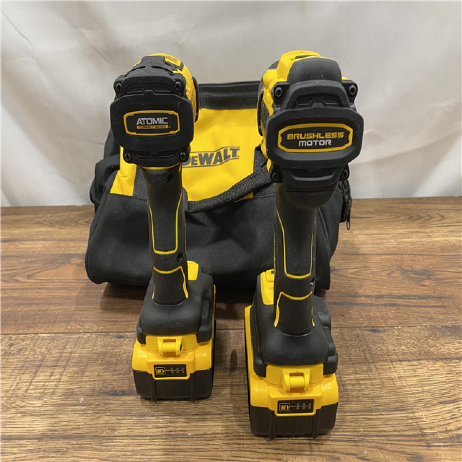 AS IS DEWALT 20V MAX XR Hammer Drill and ATOMIC Impact Driver 2 Tool Cordless Combo Kit with (2) 4.0Ah Batteries, Charger, and Bag