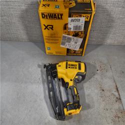 HOUSTON LOCATION - AS-IS DEWALT 20V MAX XR Lithium-Ion Electric Cordless 16-Gauge Angled Finishing Nailer (Tool Only)