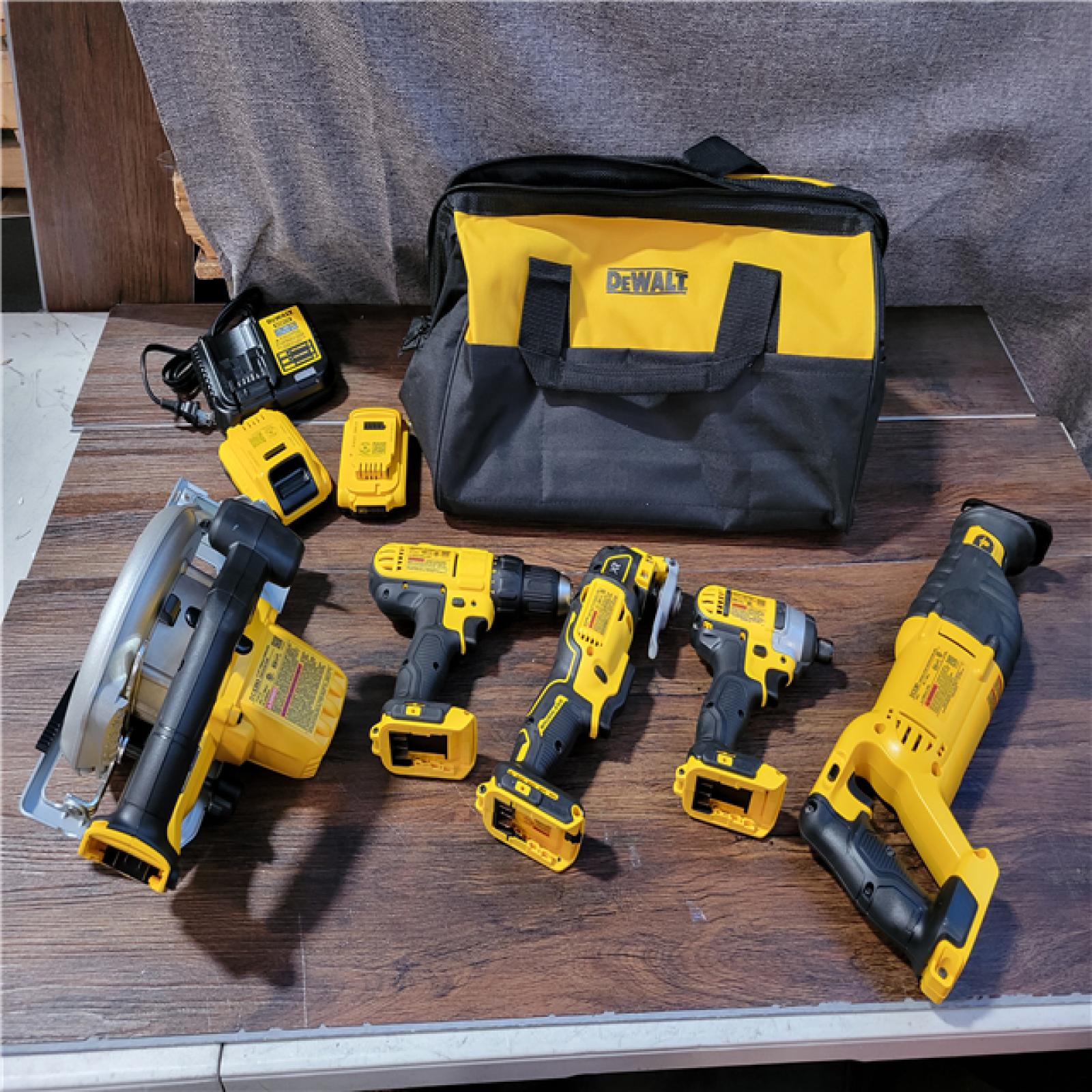 CALIFORNIA NEW DEWALT 5-TOOL COMBO KIT (2 BATTERIES, 1 CHARGER, AND BAG INCLUDED)