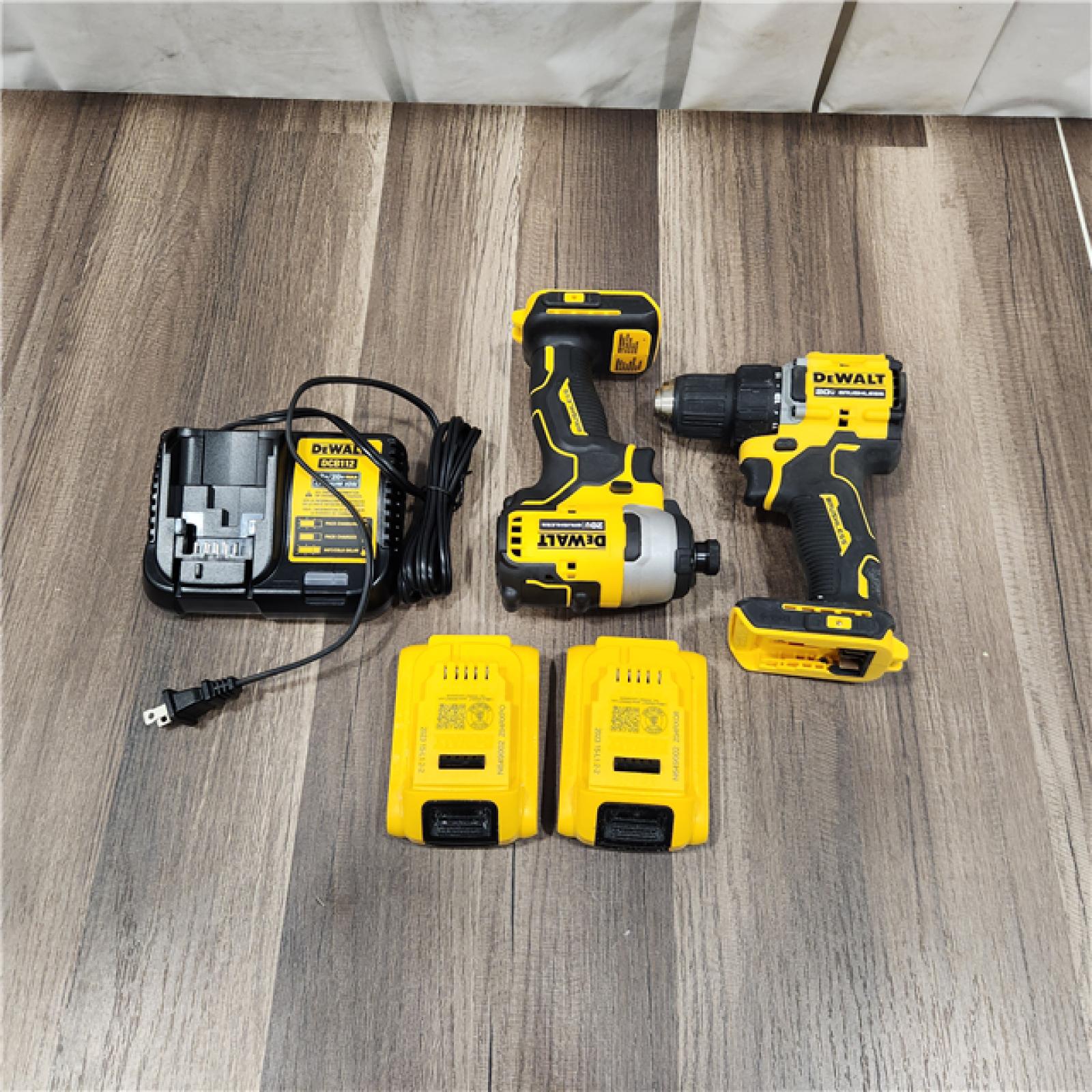 AS IS DEWALT ATOMIC 20-Volt MAX Lithium-Ion Cordless Combo Kit (2-Tool) with (2) 2.0Ah Batteries, Charger and Bag