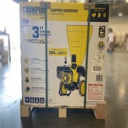 DALLAS LOCATION - Champion Power Equipment 3 in. Dia 224 cc 2-in-1 Upright Gas Powered Wood Chipper Shredder