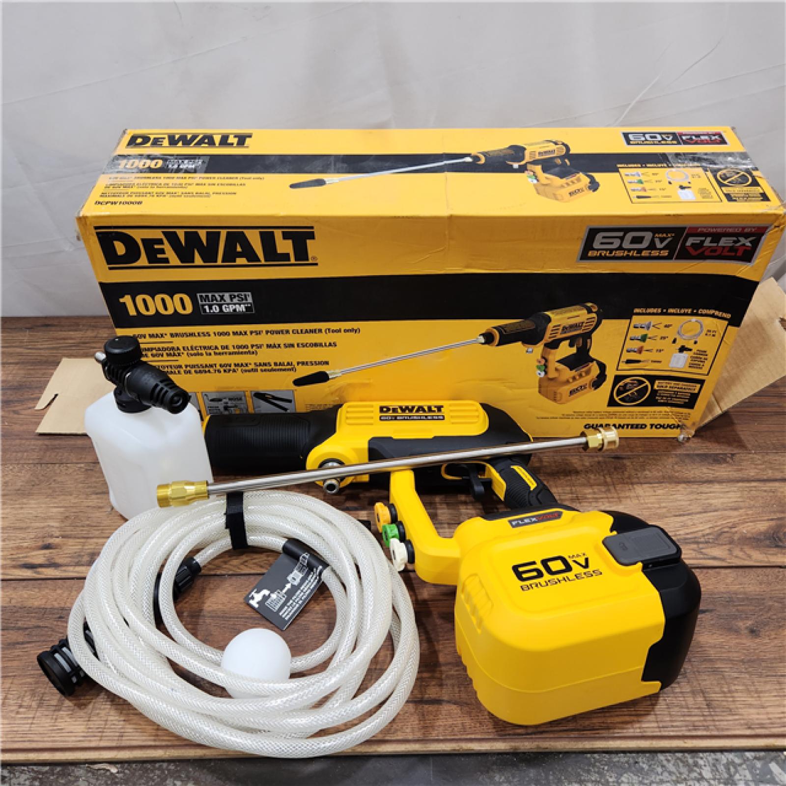 AS-IS DeWalt FLEXVOLT 60V MAX 1000 PSI 1.0 GPM Brushless Cordless Power Cleaner (Tool Only)