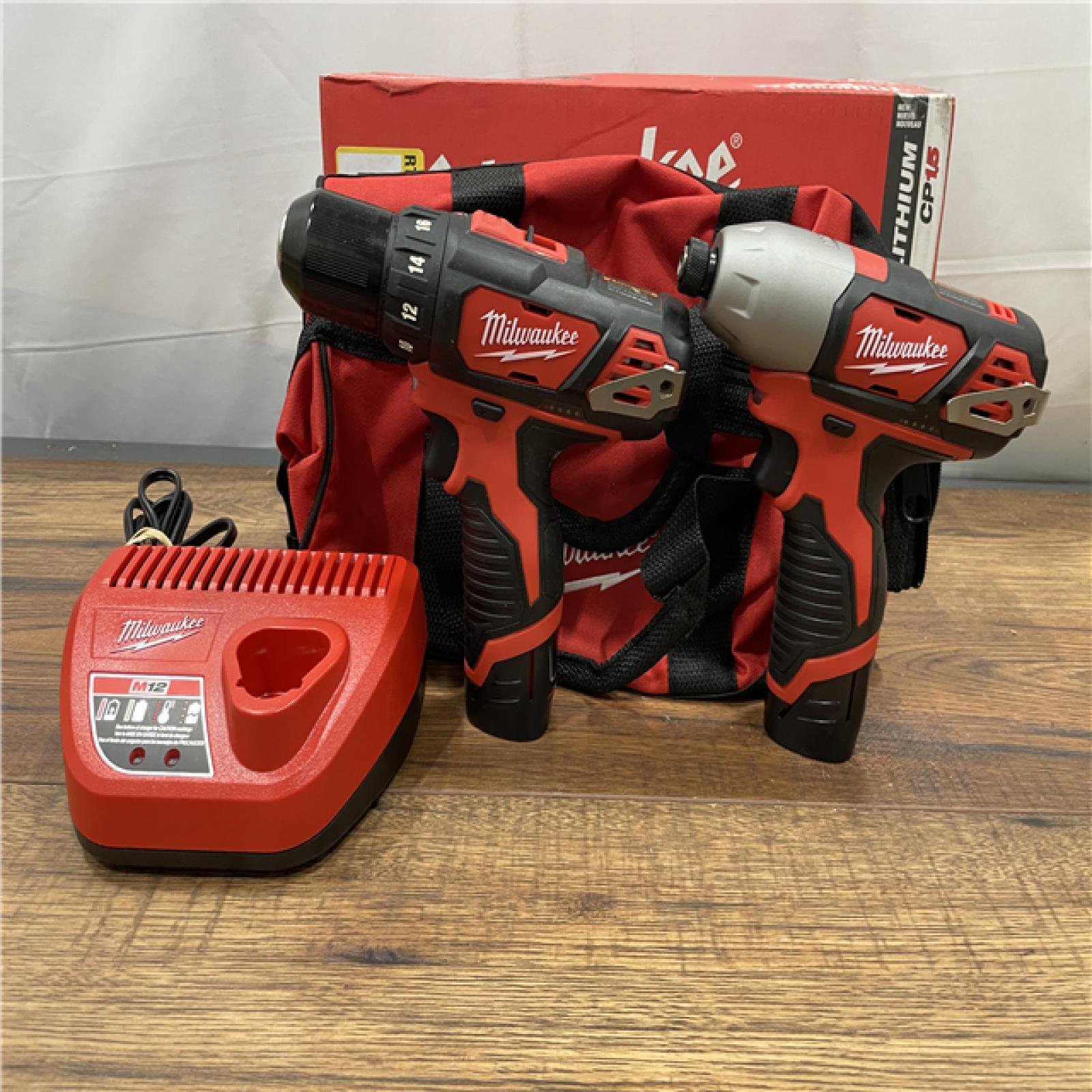 AS-IS MILWAUKEE M12 12V Lithium-Ion Cordless Drill Driver/Impact Driver Combo Kit