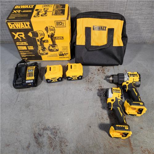 HOUSTON LOCATION - AS-IS (APPEARS LIKE NEW) DEWALT 20V MAX XR Hammer Drill and ATOMIC Impact Driver 2 Tool Cordless Combo Kit with (2) 4.0Ah Batteries, Charger, and Bag