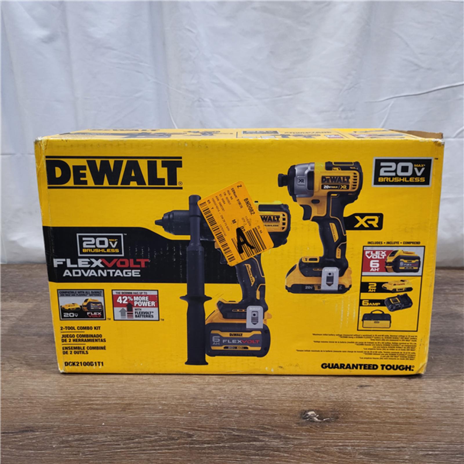 AS-IS 20V MAX Cordless Brushless Hammer Drill/Driver 2 Tool Combo Kit with FLEXVOLT ADVANTAGE