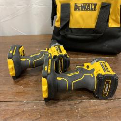 AS-ISDEWALT 20V MAX XR Cordless Drill/Driver, ATOMIC Impact Driver 2 Tool Combo Kit, (2) 2.0Ah Batteries, Charger, and Bag